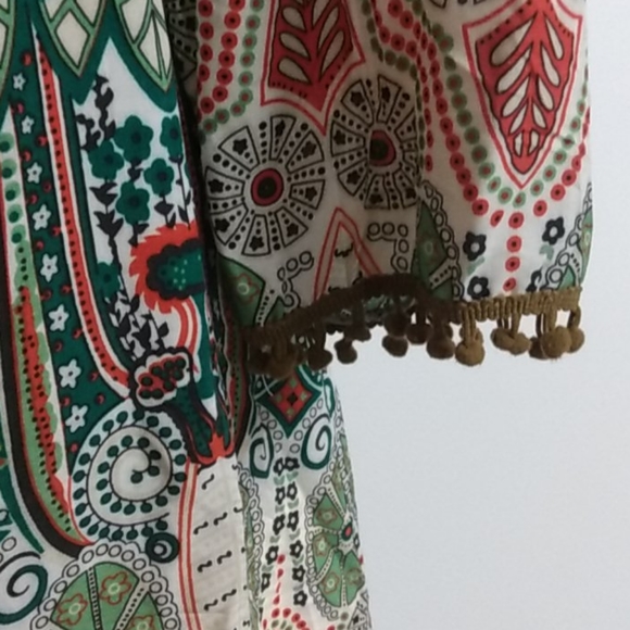 Green and Orange Boho Mandela Pattern Tunic Top - Picture 4 of 14